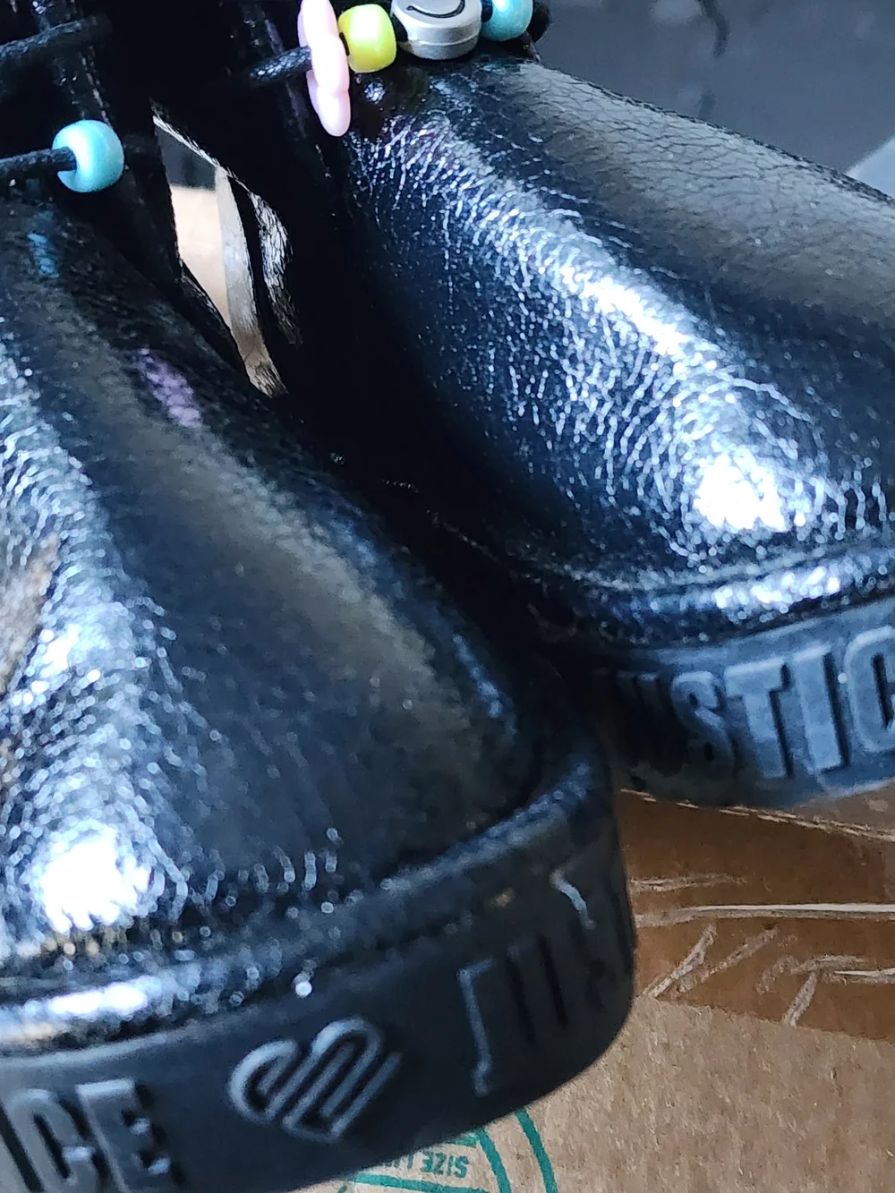 NWT Justice Girls Boots Size 13 Black Faux Fur Lined Beaded Detail School Casual
